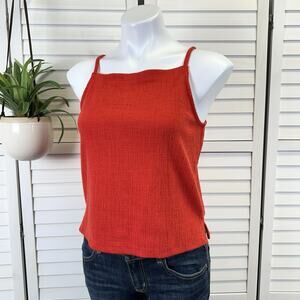 Madewell Texture & Thread Red-Orange Apron Tank Top Square Neck Spaghetti Size S